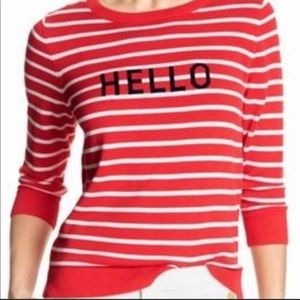 Hello. Goodbye. Quarter length sweater